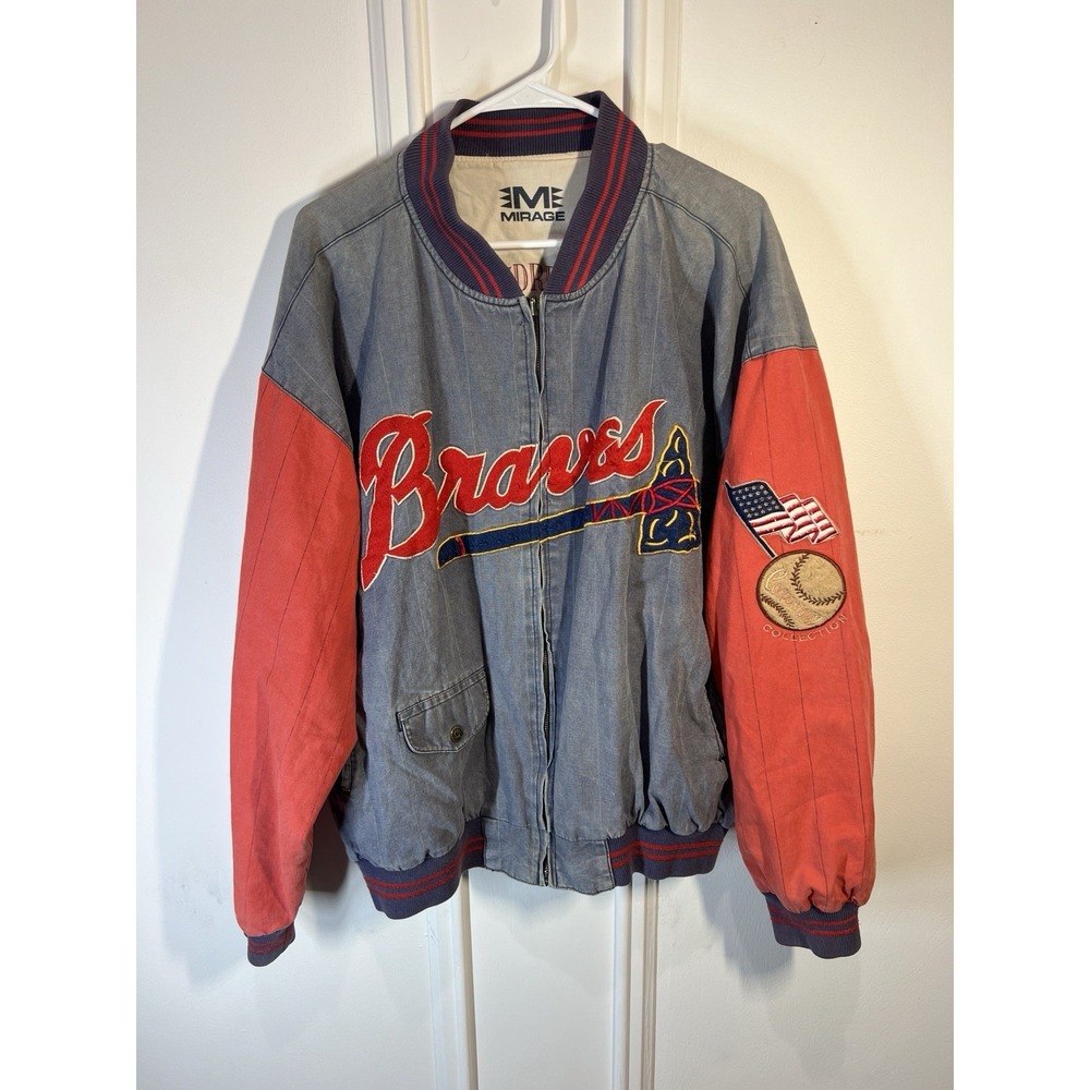 Vintage 90s Mirage Atlanta Braves Cooperstown Reversible Bomber Jacket MLB XL